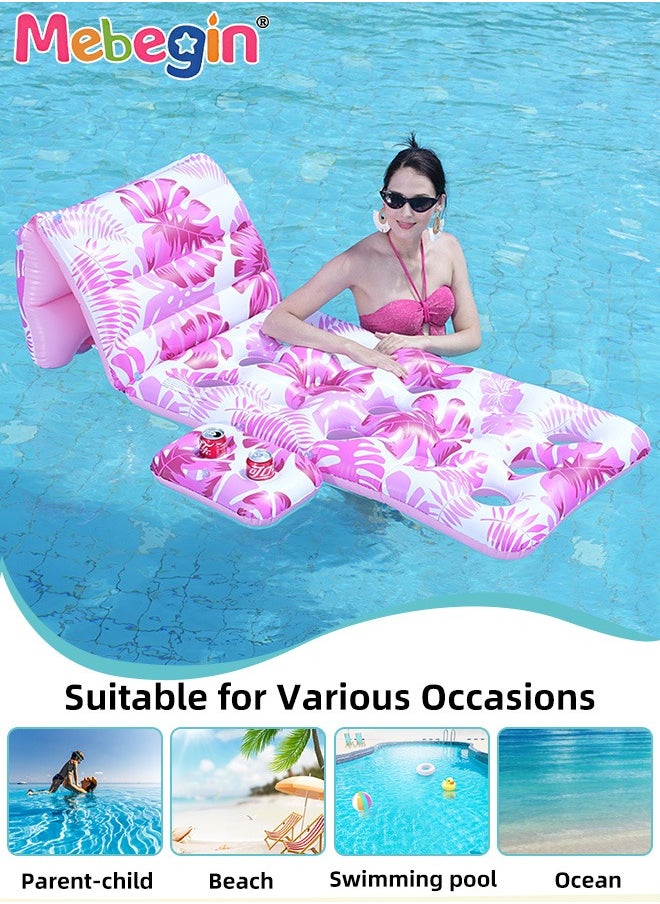 MEBEGIN - Inflatable Pool Floats, Creative Loungers with Cup Holder, Tanning Bed with Adjustable Backrest, Pool Floaties Rafts for Adults, Large Size Lake Lounge, Multifuctional Pool Toys, Suitable for Swimming Pool, Seashore and Summer Beach Party, 180*90cm - Image 1