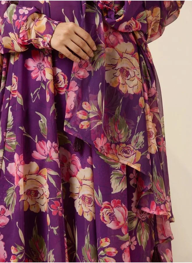 آي شين Tunic Women Purple Polyester Kurta Set with Embroidered pattern Tunic and Palazzo features a Round neckline and Three-Fourth Sleeve secured with Elastic closure and styled in Straight Fit ideal for Festive moments — a must-have for your statement wardrobe.