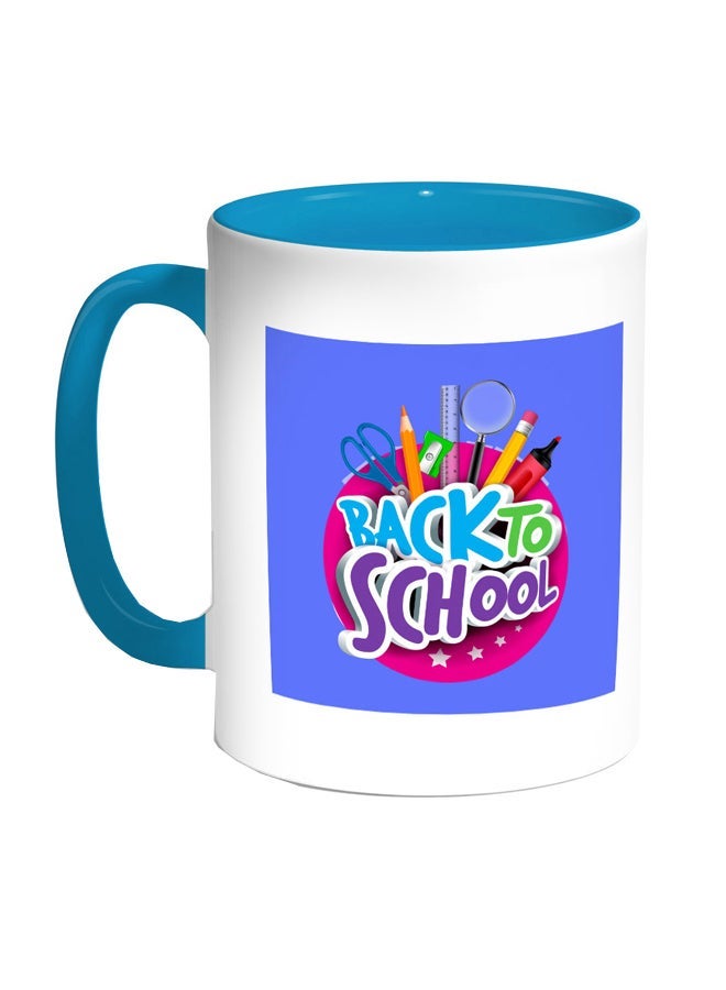 RYN Back To School Printed Coffee Mug Turquoise/White/Purple 11ounce