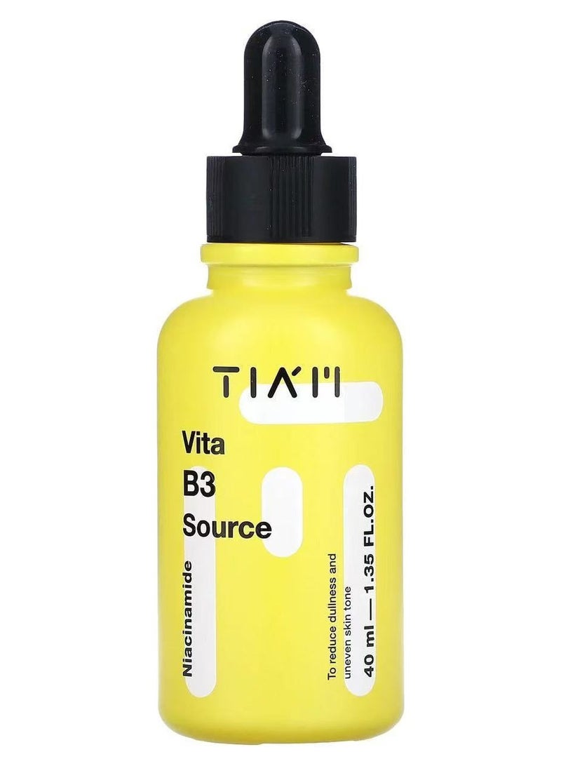 TIA'M Vita B3 Source, 1.35 fl oz, 10% Niacinamide Glow Serum with 2% Arbutin for Radiant & Balanced Skin, Vegan Korean Skin Care - Image 1