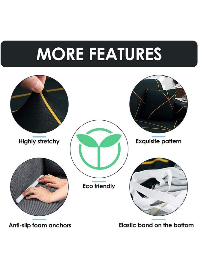 House of Quirk Universal Triple Seater Sofa Cover Big Elasticity Cover for Couch Flexible Stretch Sofa Slipcover 140 GSM (Green Gold Prism, 185-230cm) - Image 3