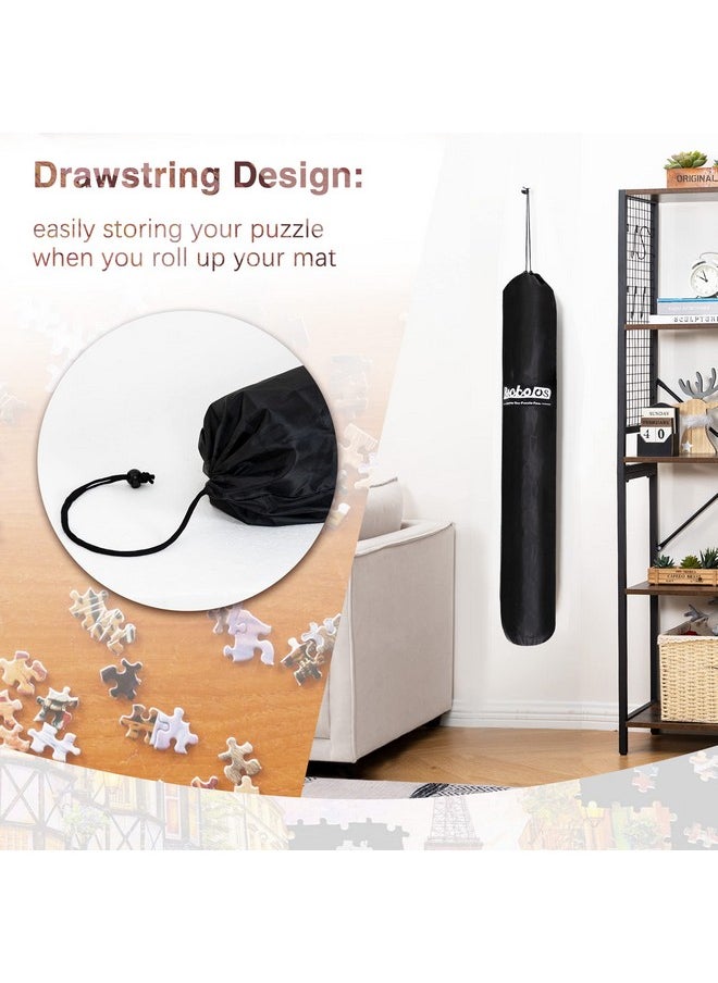 Becko US 2000Pc Jigsaw Puzzle Mat Roll Up With Black Pump & Drawstring Storage Bag Black Felt Mat For Easy Transport & Storage Portable Puzzle Saver For 2000 1500 1000 500 Pieces Jigsaw Puzzles  - Image 5