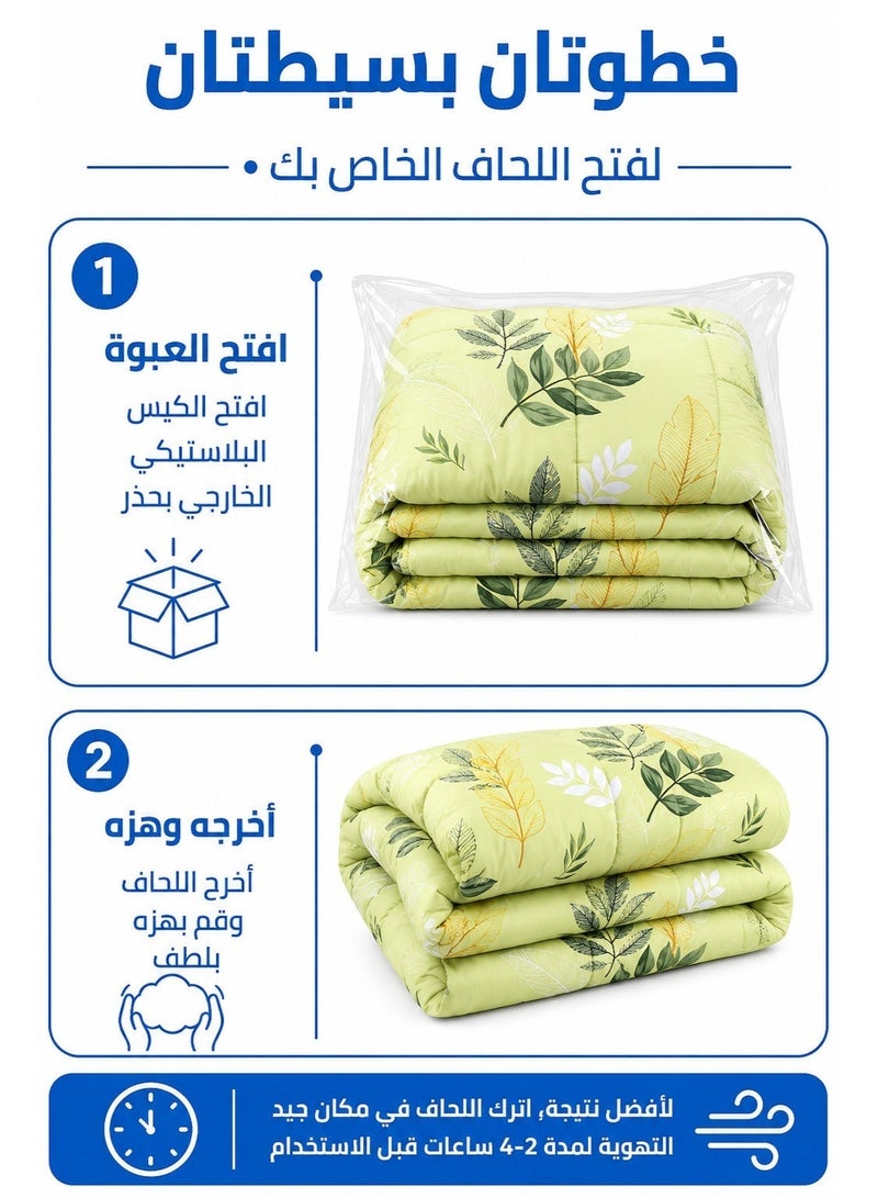 Golden Leaf Bliss Printed Comforter Set with Flat Bedsheet & Pillow Covers, Soft Microfiber Botanical Bedding, Single Size 160 x 245 cm - Image 5