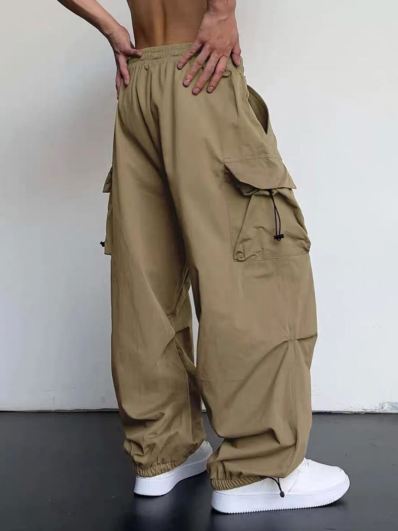 2024 American-Style Design Sense Niche Straight Multi-Pocket Adjustable Drawstring Casual Loose Trousers For Men And Women Ins Trendy - Image 3