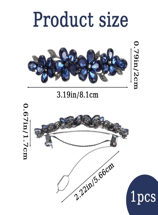 Shimmeroo Blue Flower Rhinestone Hair Clips Shimmeroo Sparkly Crystal Bridal Rhinestone Hair Clips Fancy Clothespin Accessories for Women Bridal Wedding Bride Prom Flower Girls(Blue,1 Pcs) - Image 2