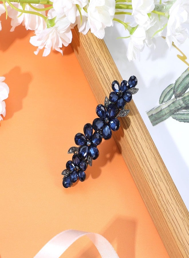 Shimmeroo Blue Flower Rhinestone Hair Clips Shimmeroo Sparkly Crystal Bridal Rhinestone Hair Clips Fancy Clothespin Accessories for Women Bridal Wedding Bride Prom Flower Girls(Blue,1 Pcs) - Image 4