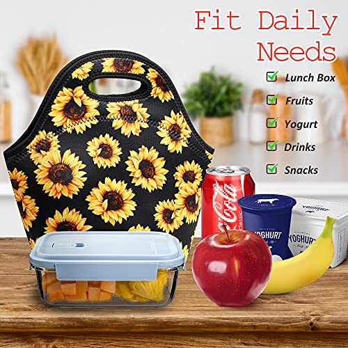YOUBDM Neoprene Lunch Bags Thermal Insulated Lunch Tote Bag Reusable Washable Neoprene Picnic Bag for Women Men - Image 2