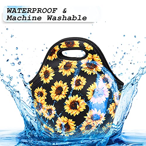 YOUBDM Neoprene Lunch Bags Thermal Insulated Lunch Tote Bag Reusable Washable Neoprene Picnic Bag for Women Men - Image 4