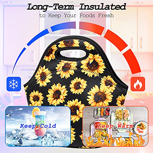 YOUBDM Neoprene Lunch Bags Thermal Insulated Lunch Tote Bag Reusable Washable Neoprene Picnic Bag for Women Men - Image 3