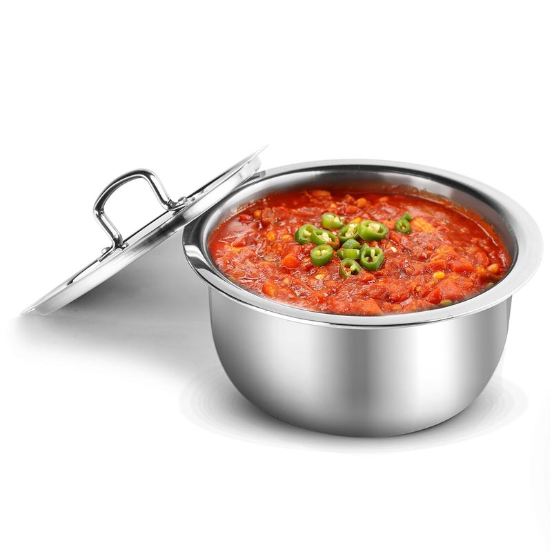 AGARO Regency Triply Tope 4.5L with Stainless Steel Lid, 2.5mm Thick Body, Rivetted Handle, Induction & Gas Compatible, Patila, Bhagona, Tapeli, 3 Layered Kitchen Induction Cookware, 24 Cm, Silver - Image 1