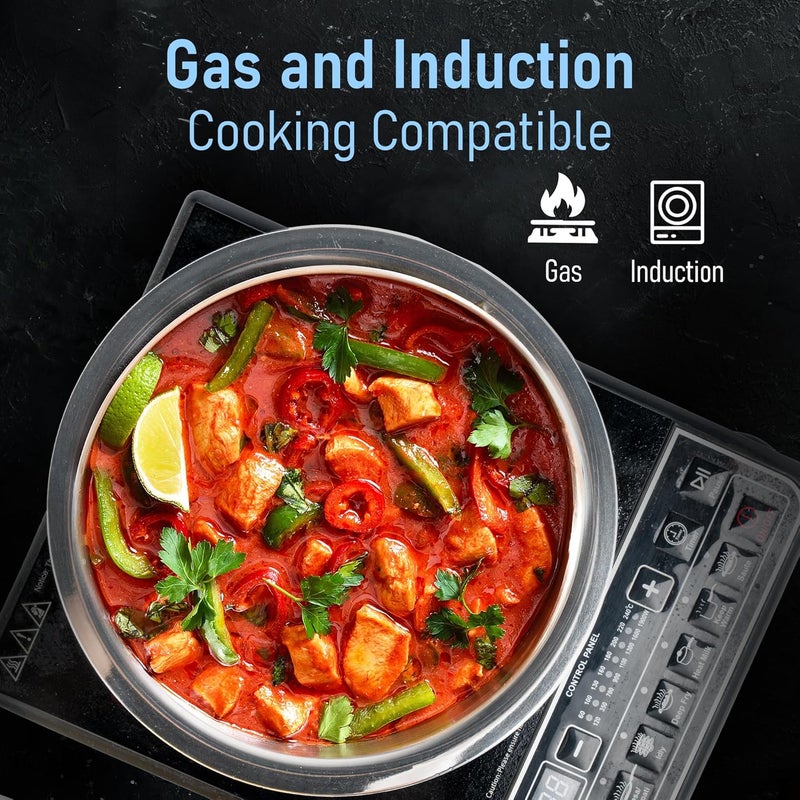 AGARO Regency Triply Tope 4.5L with Stainless Steel Lid, 2.5mm Thick Body, Rivetted Handle, Induction & Gas Compatible, Patila, Bhagona, Tapeli, 3 Layered Kitchen Induction Cookware, 24 Cm, Silver - Image 4