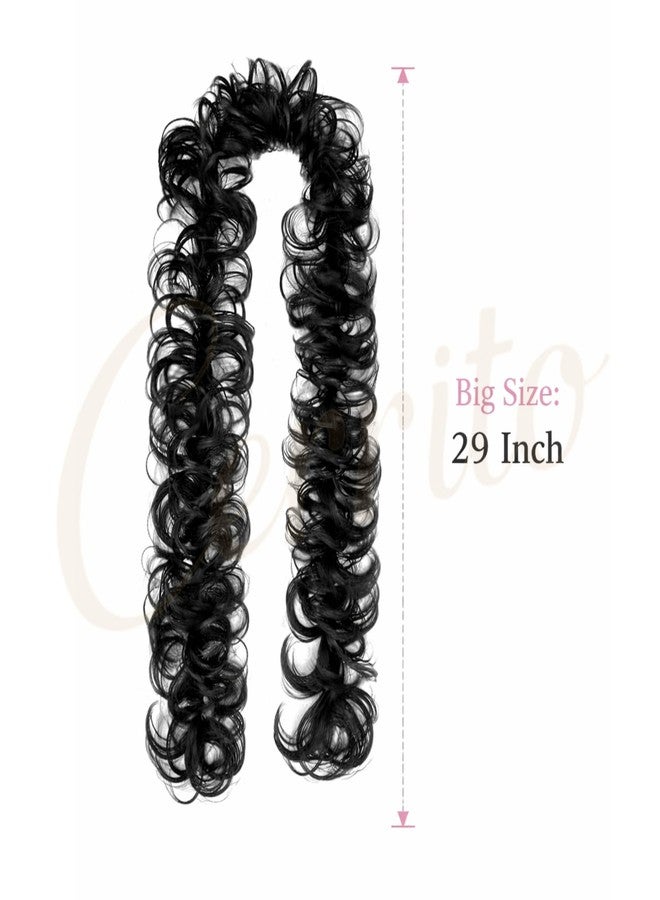 Cerrito Frill Hair Extensions for Women | Premium Curly Braid Ponytail Accessory | Messy Hair Frill for Juda, Ponytails, Buns & Updos | Volume Enhancer | Easy Clip-In Wig-Like Attachment, Natural Black (Big) - Image 2