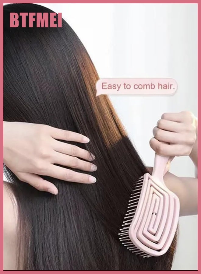 BTFMEI 10PCS Detangling Hair Comb Set, Massage Anti-Static Hair Brush Hollow out Wet Teasing Rat Tail Brush Hairpin with Spray Bottle Barber Styling Tools  - Image 4