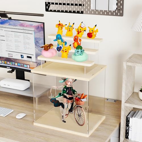 DuvinDD Acrylic Display Case with 4-Tier Figure Stand, Clear Lego Display Case with Door, Countertop Display Box for Action Figure Collectibles, Dustproof Acrylic Storage Organizer with Wooden Base - Image 3