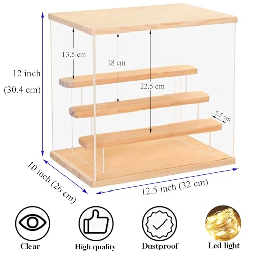 DuvinDD Acrylic Display Case with 4-Tier Figure Stand, Clear Lego Display Case with Door, Countertop Display Box for Action Figure Collectibles, Dustproof Acrylic Storage Organizer with Wooden Base - Image 5