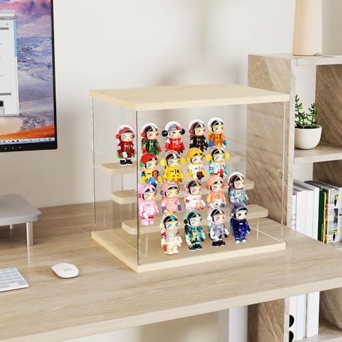 DuvinDD Acrylic Display Case with 4-Tier Figure Stand, Clear Lego Display Case with Door, Countertop Display Box for Action Figure Collectibles, Dustproof Acrylic Storage Organizer with Wooden Base - Image 2