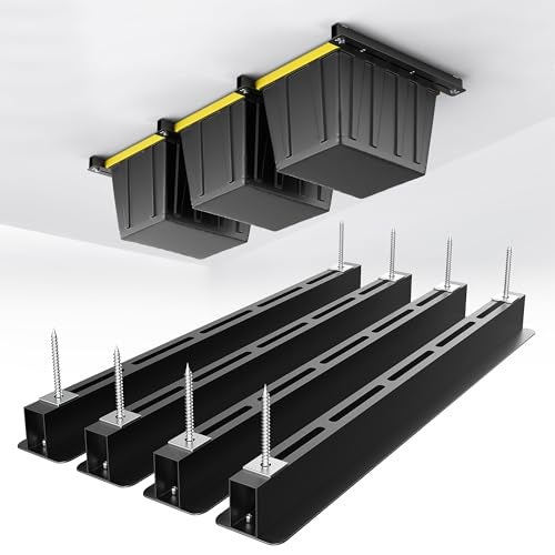 EVERHANGER Ceiling Storage Rack Heavy Duty Overhead Garage Storage Rack Adjustable Ceiling Bin Storage System 4 Sets for 3 Bins 26 Inch - Image 1