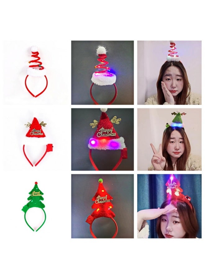 2 set of Christmas themed headbands with red and green color,  Mini Christmas Headbands with LED Lights, Waterproof Battery Powered for Outdoor Yard Christmas Tree Party Decoration, Christmas Party Favors - Image 4