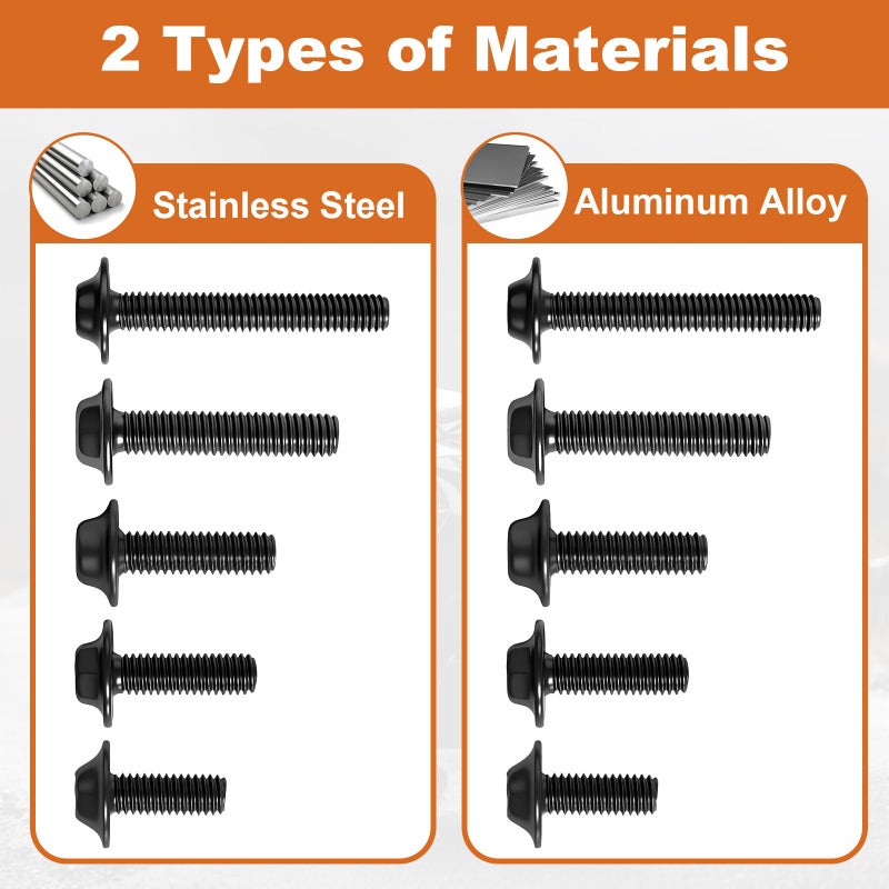 Mioyrxia Motorcycle Fairing Bolt Kit, 195Pcs M5 M6 Stainless Steel Motorcycle Windscreen Screws Black Fasteners Fairing Bolts Nut Clips Kit Universal for Kawasak Suzuki Honda Ducati Yamaha BMW GSXR Motorcycle - Image 5