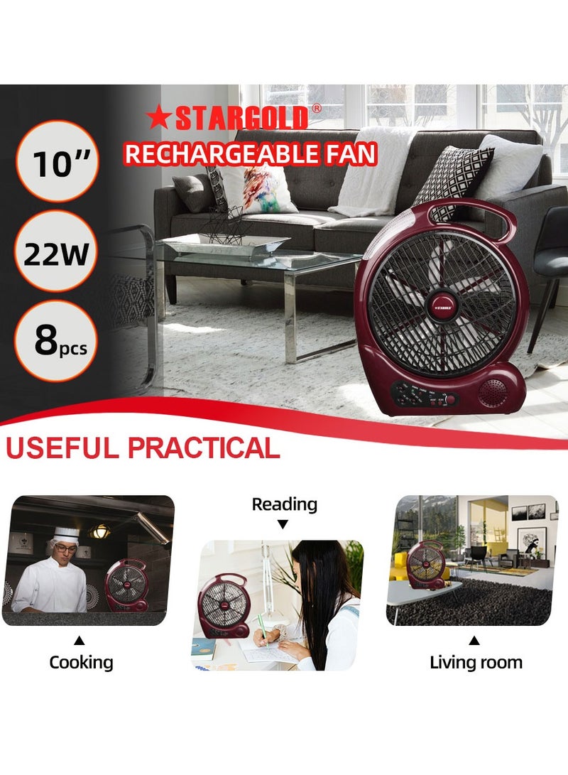 ستارجولد 10 بوصة مروحة متأرجحة قابلة للشحن 4 قطع LED ضوء مع راديو 20 واط - Image 2