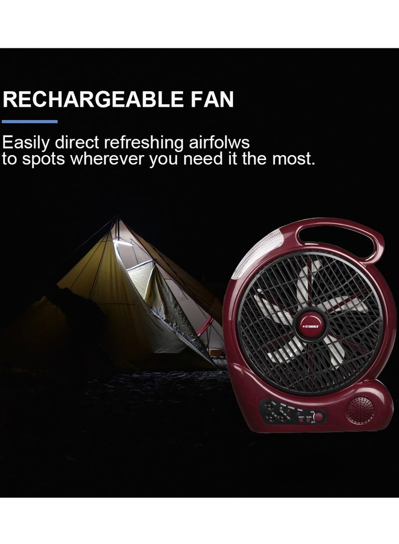 ستارجولد 10 بوصة مروحة متأرجحة قابلة للشحن 4 قطع LED ضوء مع راديو 20 واط - Image 5