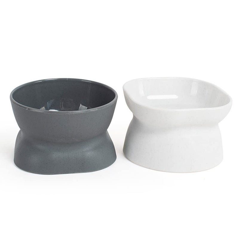 White Elevated Pet Food Bowl 10 Degree Tilted Raised Feeder Dish For Cats And Small Dogs - Image 5
