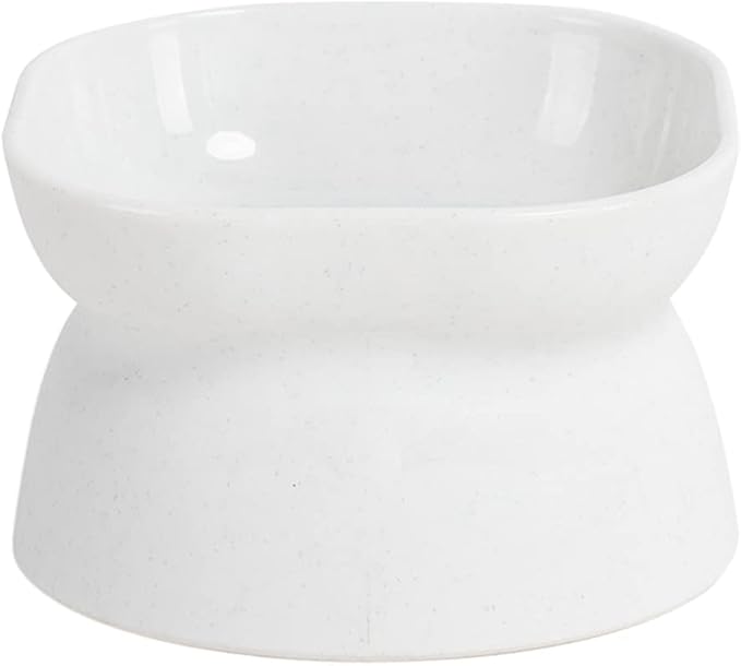 White Elevated Pet Food Bowl 10 Degree Tilted Raised Feeder Dish For Cats And Small Dogs - Image 1