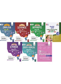 Olympiad Champs Science, Mathematics, English, Logical Reasoning, Cyber & GK Class 4 with 28 Mock Tests (set of 7 books) 2nd Edition 