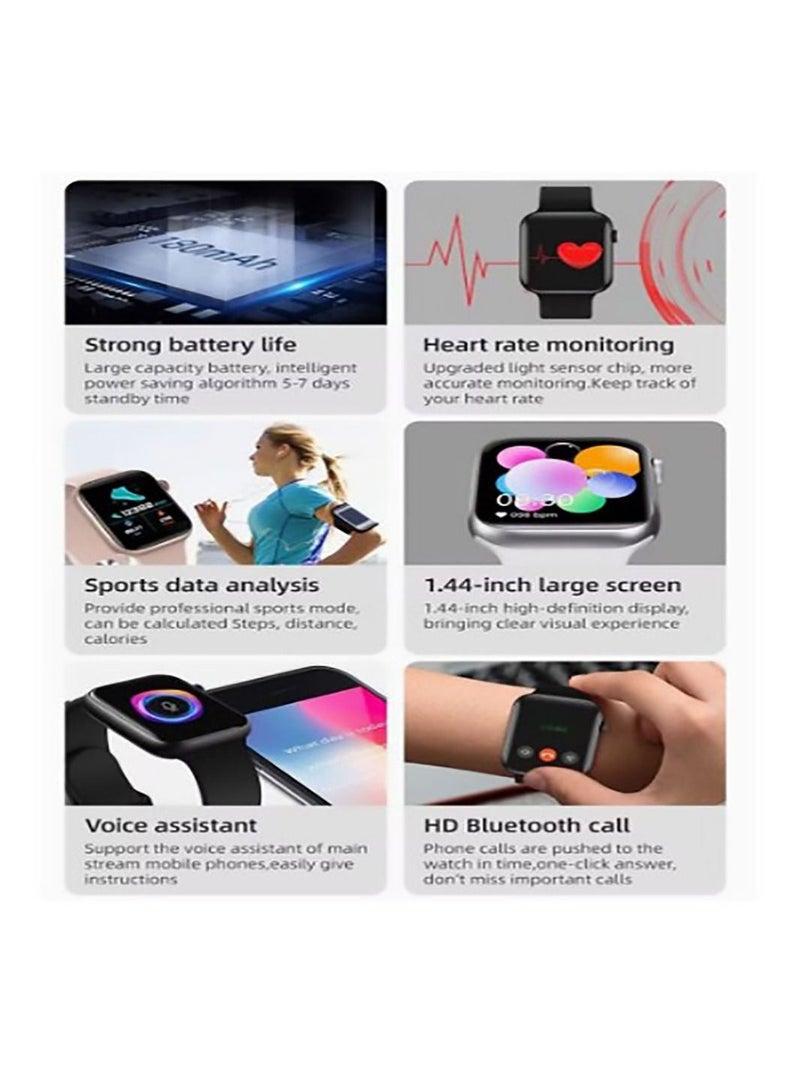 ساعة ذكية T55 Pro Max مع حزام إضافي مجاني بألوان متنوعة وسماعات بلوتوث باللون الوردي - Image 3