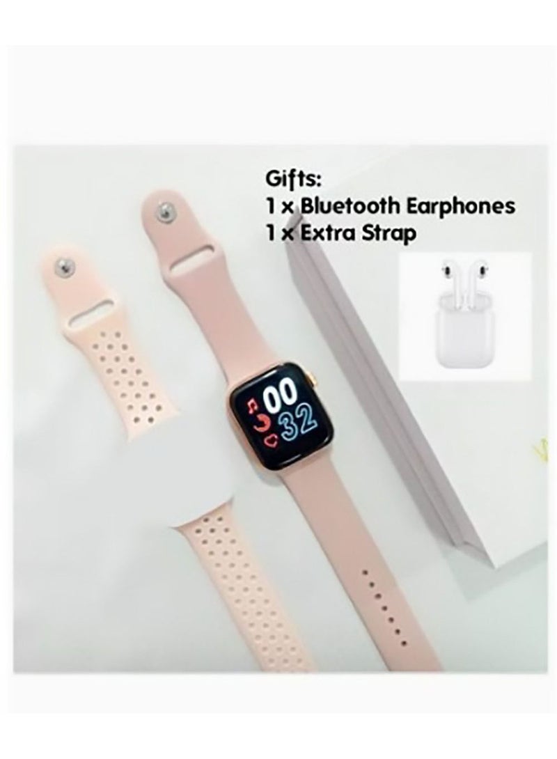 ساعة ذكية T55 Pro Max مع حزام إضافي مجاني بألوان متنوعة وسماعات بلوتوث باللون الوردي - Image 2