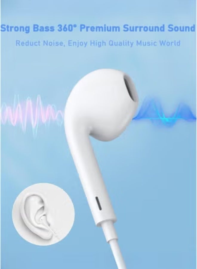 X-HANZ Earbuds with Lightning Connector | MFi Certified Wired Earphones with Microphone & Volume Control | Stereo Sound Headphones Compatible with iPhone 14/13/12/11/X/8/7/SE – White - Image 3