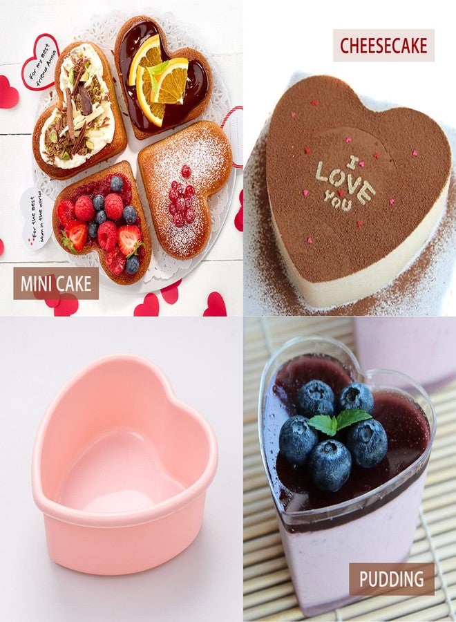 Dootafy Mini Heart Cake Pan, 4 Inch Silicone Mold 2 Pack Nonstick Shaped for Valentine's Day Anniversary Birthday Cake Snack Tart Muffin Cupcake Cheesecake Baking - Image 5