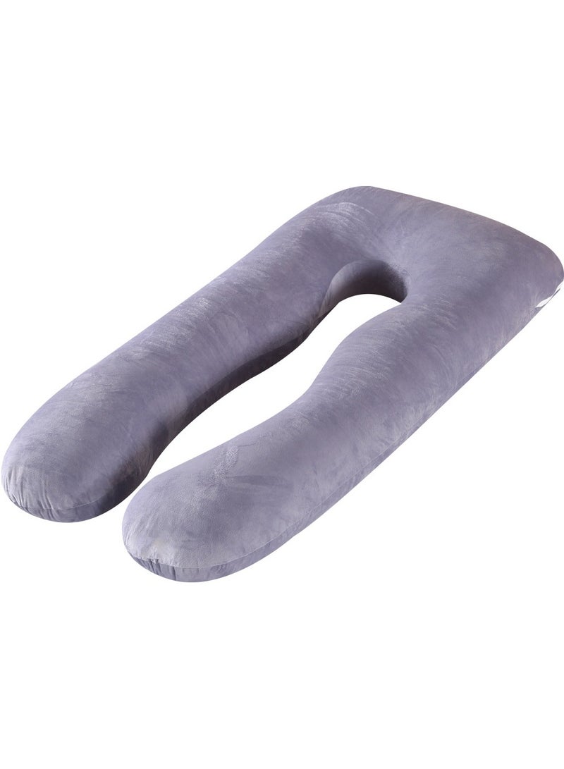 U-Shaped Pregnancy Pillow Full Body Maternity Support Pillow 55"x 28" (Grey) - Image 2