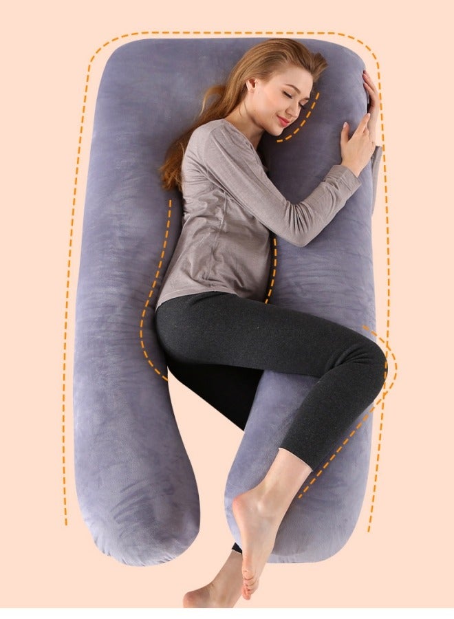 U-Shaped Pregnancy Pillow Full Body Maternity Support Pillow 55"x 28" (Grey) - Image 5