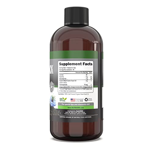 NutriONN Organic Black Seed Oil - USDA Certified Organic Black Cumin Seed Oil Liquid – High Thymoquinone Content – Non-GMO and Cold-Pressed – Rich Source of Omega-6 & Omega-9 Fatty Acids - 8 Oz - Image 2