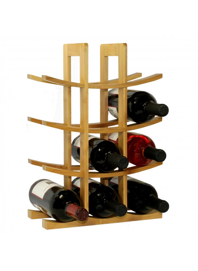 Oceanstar WR1149 12-Bottle Natural Bamboo Wine Rack , Red, 15.75 x 5.75 x 1.75 inches - Image 2