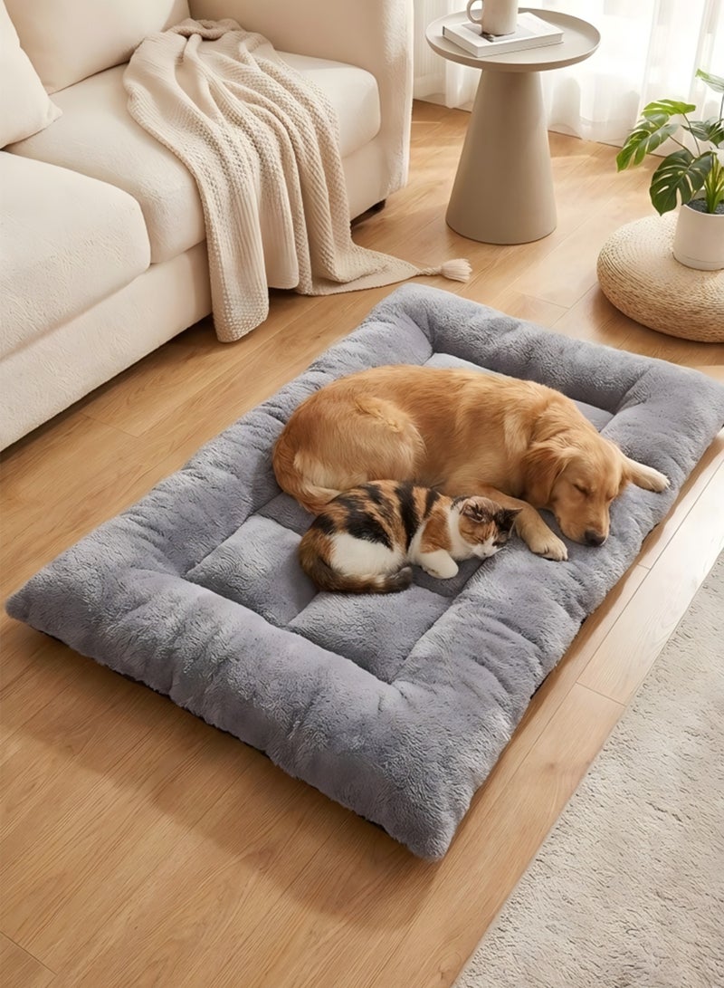 سيدارويف مرتبة سرير فاخرة للكلاب - مرتبة فائقة النعومة من الفرو الصناعي للحيوانات الأليفة، مناسبة للكلاب والقطط الكبيرة والمتوسطة والصغيرة - وسادة قفص طبية بقاعدة مانعة للانزلاق، قابلة للغسل في الغسالة - رمادي - Image 1