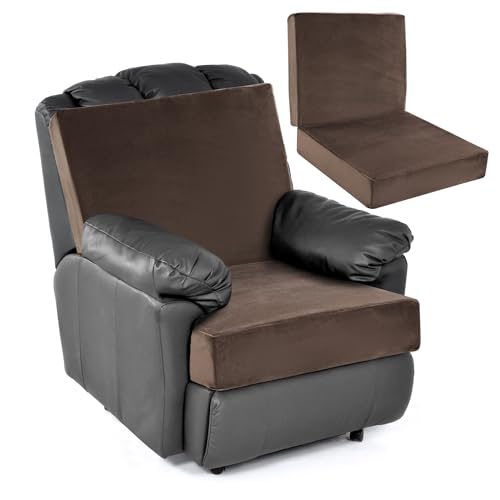 HOMBYS Foam Lumbar Support Pillow for Recliner with Recliner Chair Seat CushionThick Seat Cushion for Elderly with Long Back Support Extra Large NonSlip Brown - Image 1