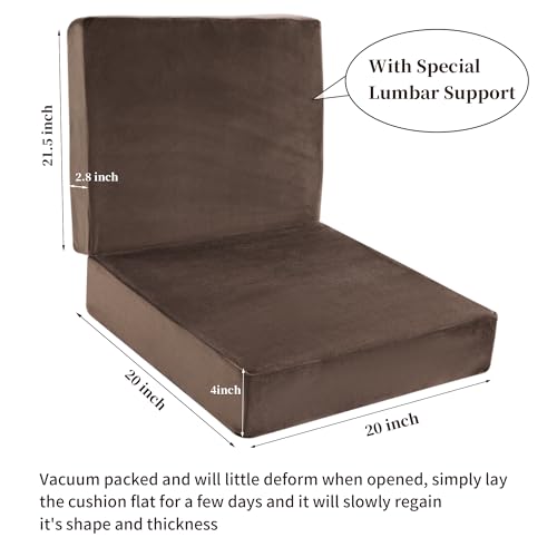 HOMBYS Foam Lumbar Support Pillow for Recliner with Recliner Chair Seat CushionThick Seat Cushion for Elderly with Long Back Support Extra Large NonSlip Brown - Image 3