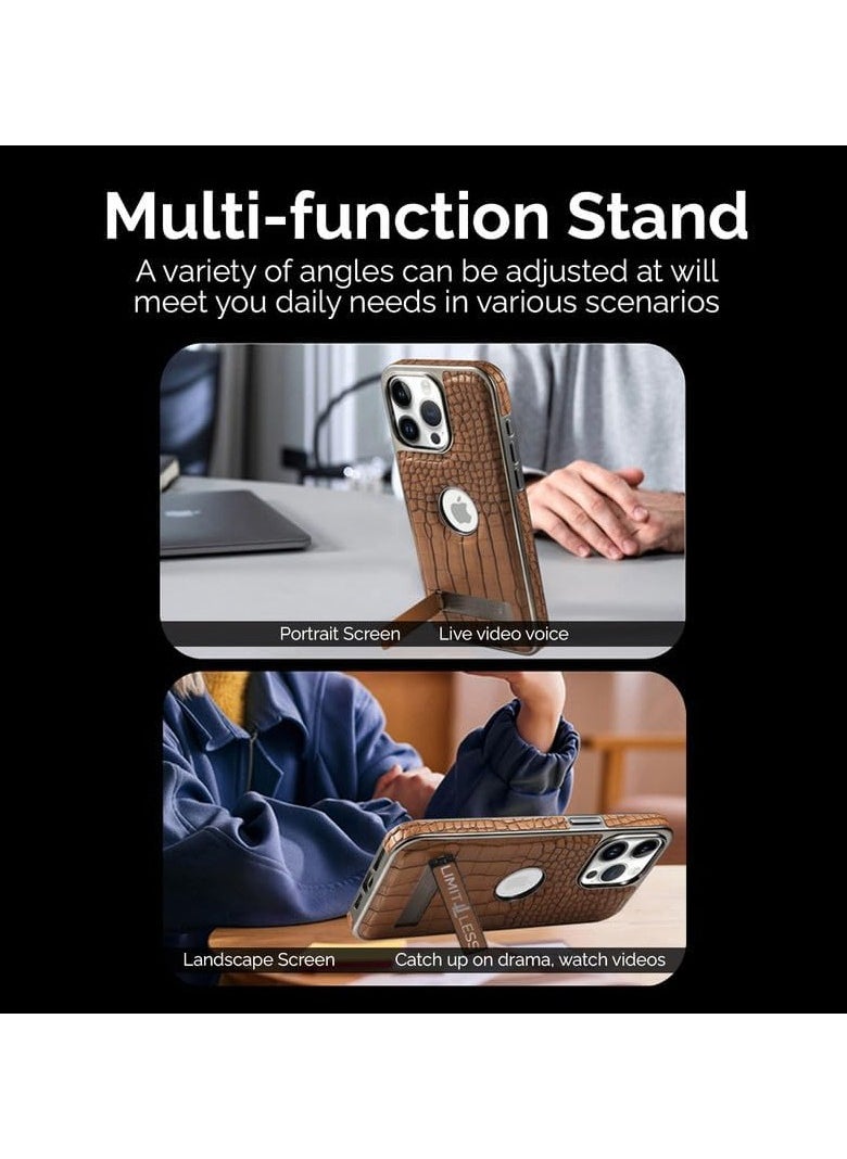LIMITLESS Leather Case for iPhone 15, Back Protector Slim Fit, Soft Grip Luxury Leather Cover, Logo Cutouts, Anti-Scratch Full Phone Back Case with Shockproof and Fall Protection, Brown  - Image 5