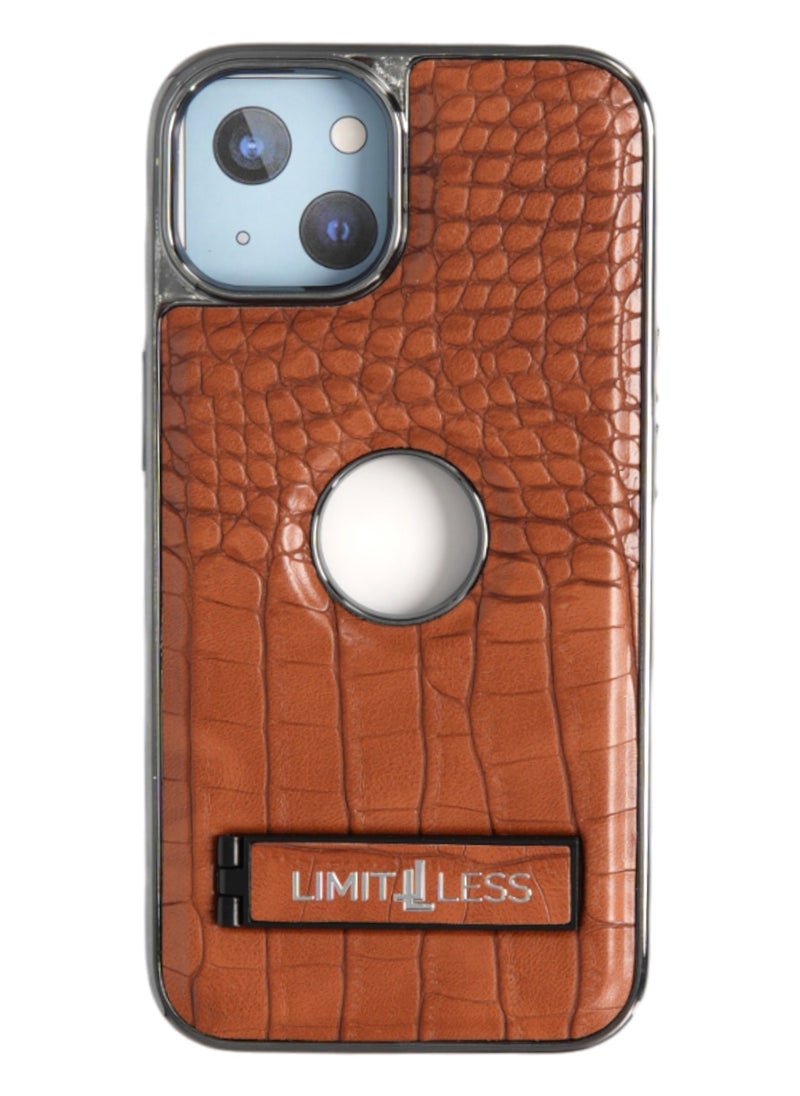 LIMITLESS Leather Case for iPhone 15, Back Protector Slim Fit, Soft Grip Luxury Leather Cover, Logo Cutouts, Anti-Scratch Full Phone Back Case with Shockproof and Fall Protection, Brown  - Image 1