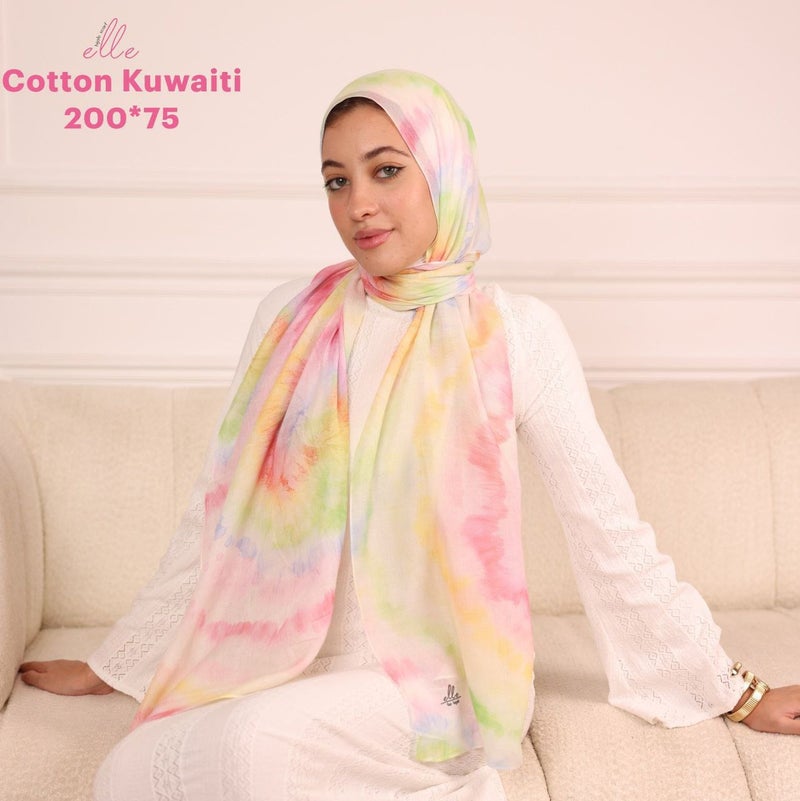 طرحة وشاح حجاب إسلامي قطن كويتي فاخر للنساء – تصميم أنيق للمناسبات والاستخدام اليومي – مقاس 200 × 75 سم