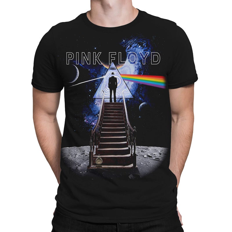 Liquid Blue unisex adult Pink Floyd Stairway to the Moon Tshirt T Shirt Black XLarge US