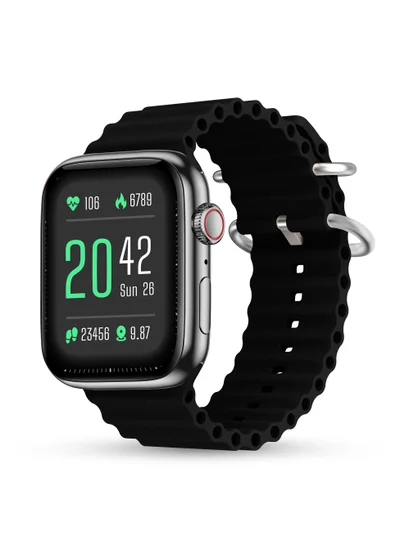Pebble Zest 1.83" ( 4.64 cm) HD Display Smartwatch, BT Calling, Health Suite, SPO2, Zen Mode, Sleep Monitoring, Multiple Watch Faces, Step Pedometer, Multiple Sports Modes, Alarm & Notification, Jet Black