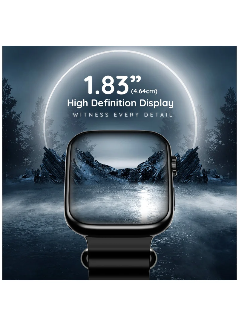 Pebble Zest 1.83" ( 4.64 cm) HD Display Smartwatch, BT Calling, Health Suite, SPO2, Zen Mode, Sleep Monitoring, Multiple Watch Faces, Step Pedometer, Multiple Sports Modes, Alarm & Notification, Jet Black