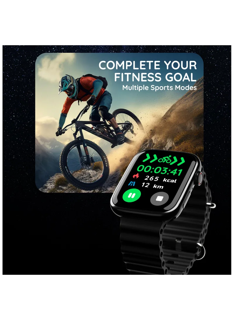 Pebble Zest 1.83" ( 4.64 cm) HD Display Smartwatch, BT Calling, Health Suite, SPO2, Zen Mode, Sleep Monitoring, Multiple Watch Faces, Step Pedometer, Multiple Sports Modes, Alarm & Notification, Jet Black