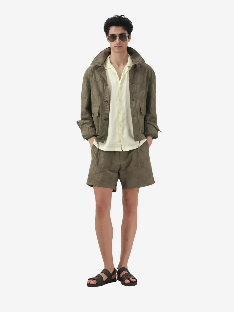 Giesto GIESTO Floral Jacquard Buttoned Shirt Collar Jacket