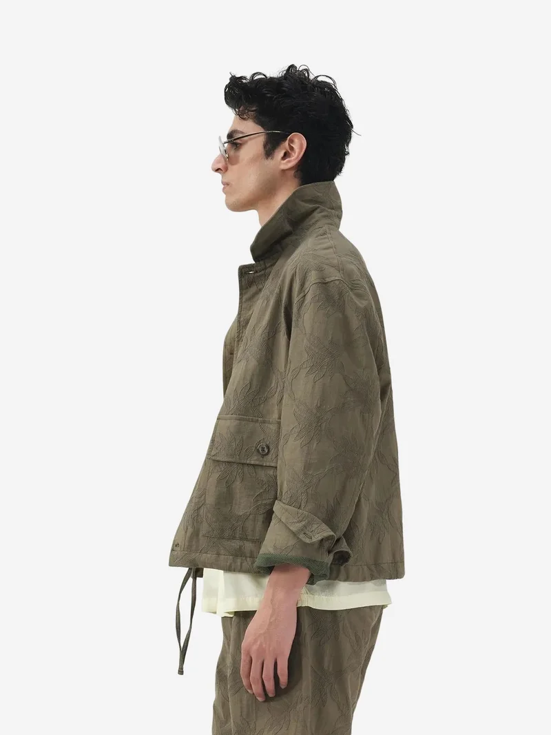 GIESTO Floral Jacquard Buttoned Shirt Collar Jacket