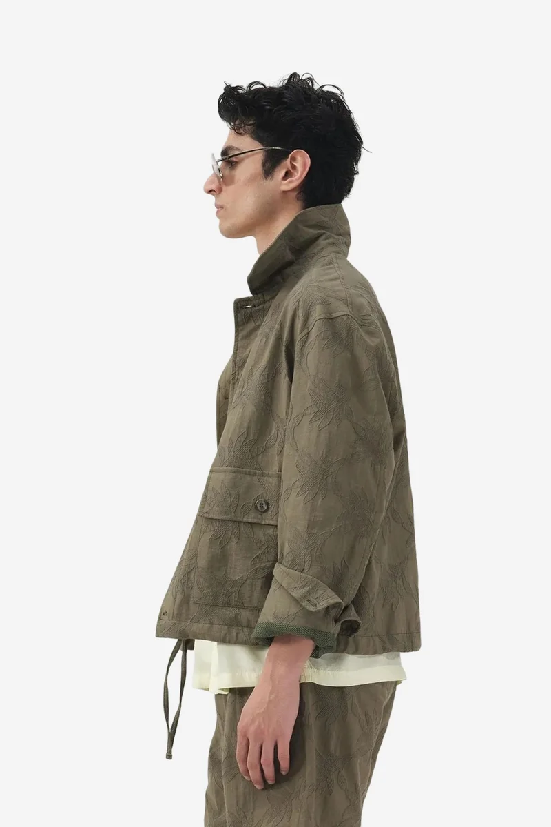 GIESTO Floral Jacquard Buttoned Shirt Collar Jacket