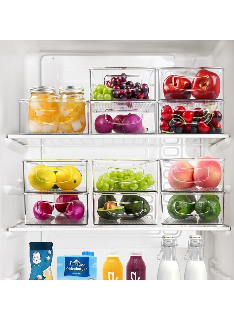 MileMelo 3-Piece Clear Stackable Pantry Food Storage Bins Fridge,Cabinet Kitchen Organization and Storage Fridge Organizers and Storage Clear  - Image 5